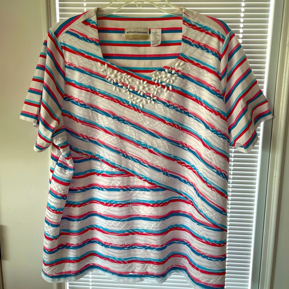 Alfred Dunner Striped Knit Top /Size 1X/NEVER WORN